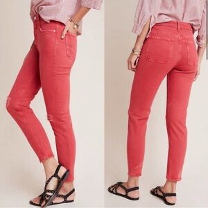 Anthropologie Pilcro Red Skinny Jeans Vibrant Ankle-Length size 29